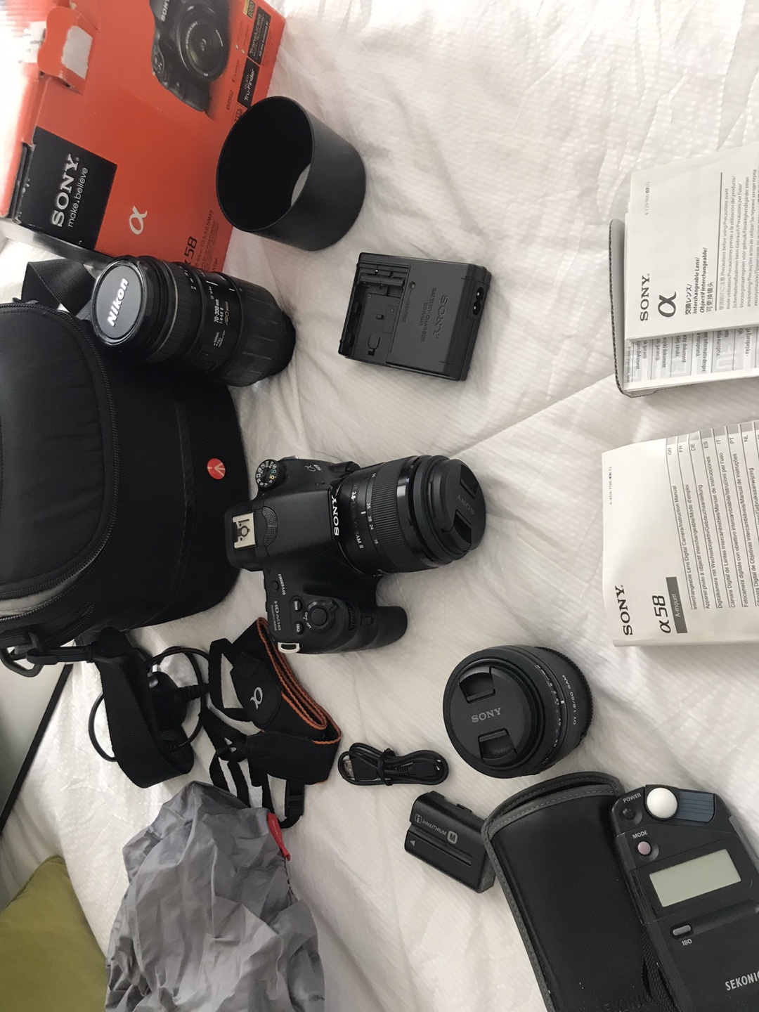 Sony Alpha a58 DSLR Camera with Accessories