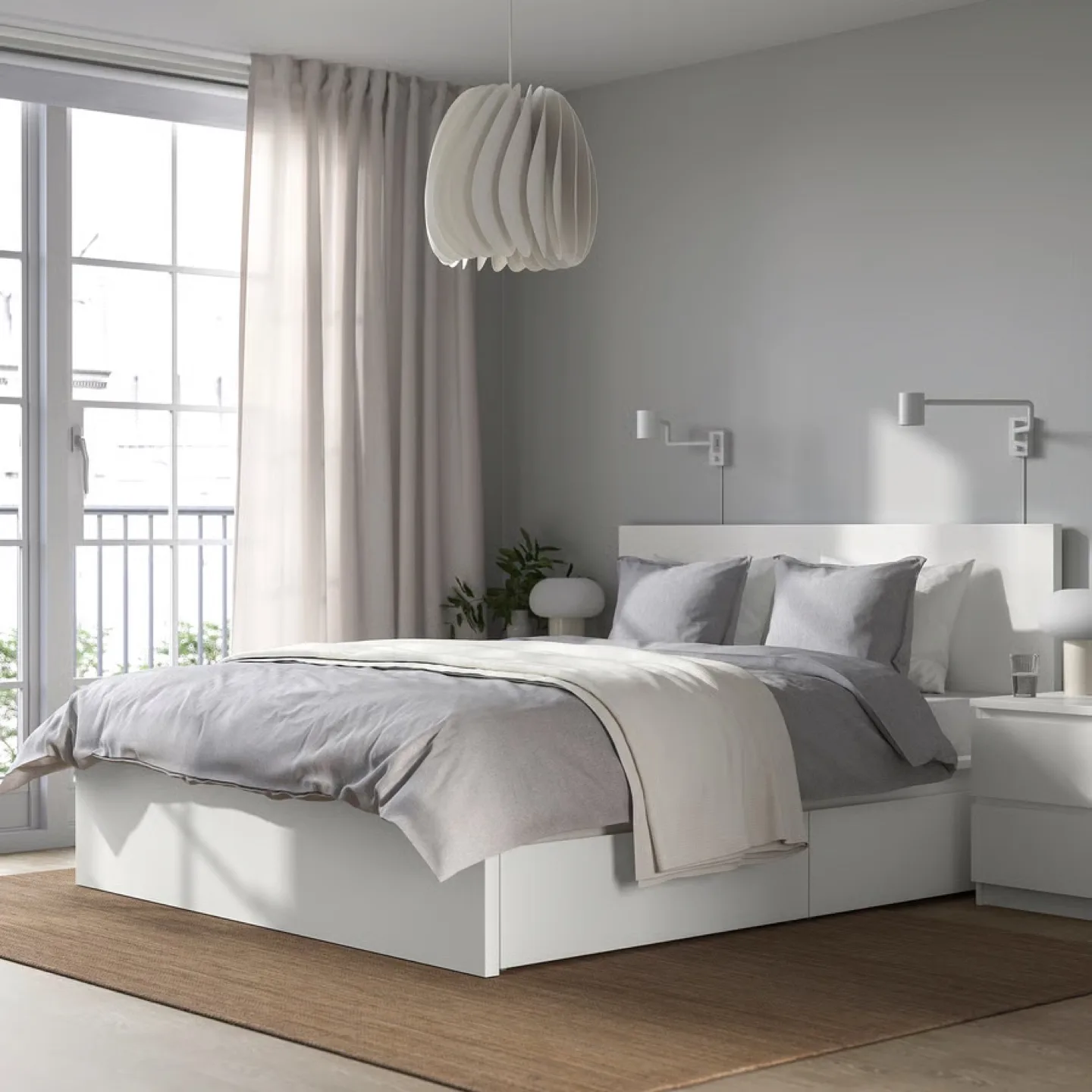 IKEA MALM King (White) High Bed Frame + 2 Storage thumbnail