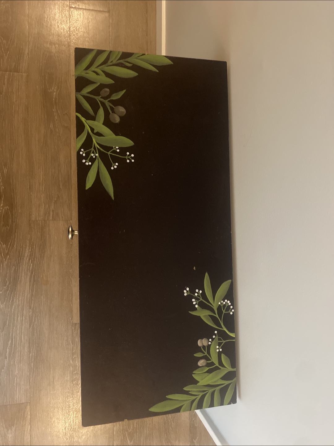 Dark Brown Console Table with Hand-Painted Floral Design - photo 3