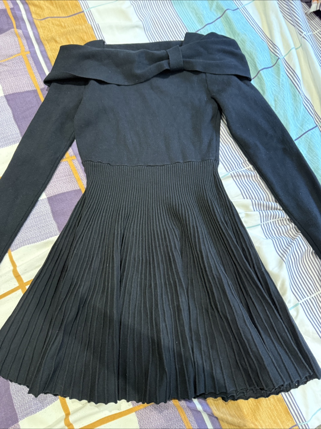 Black Off-Shoulder Bow Dress