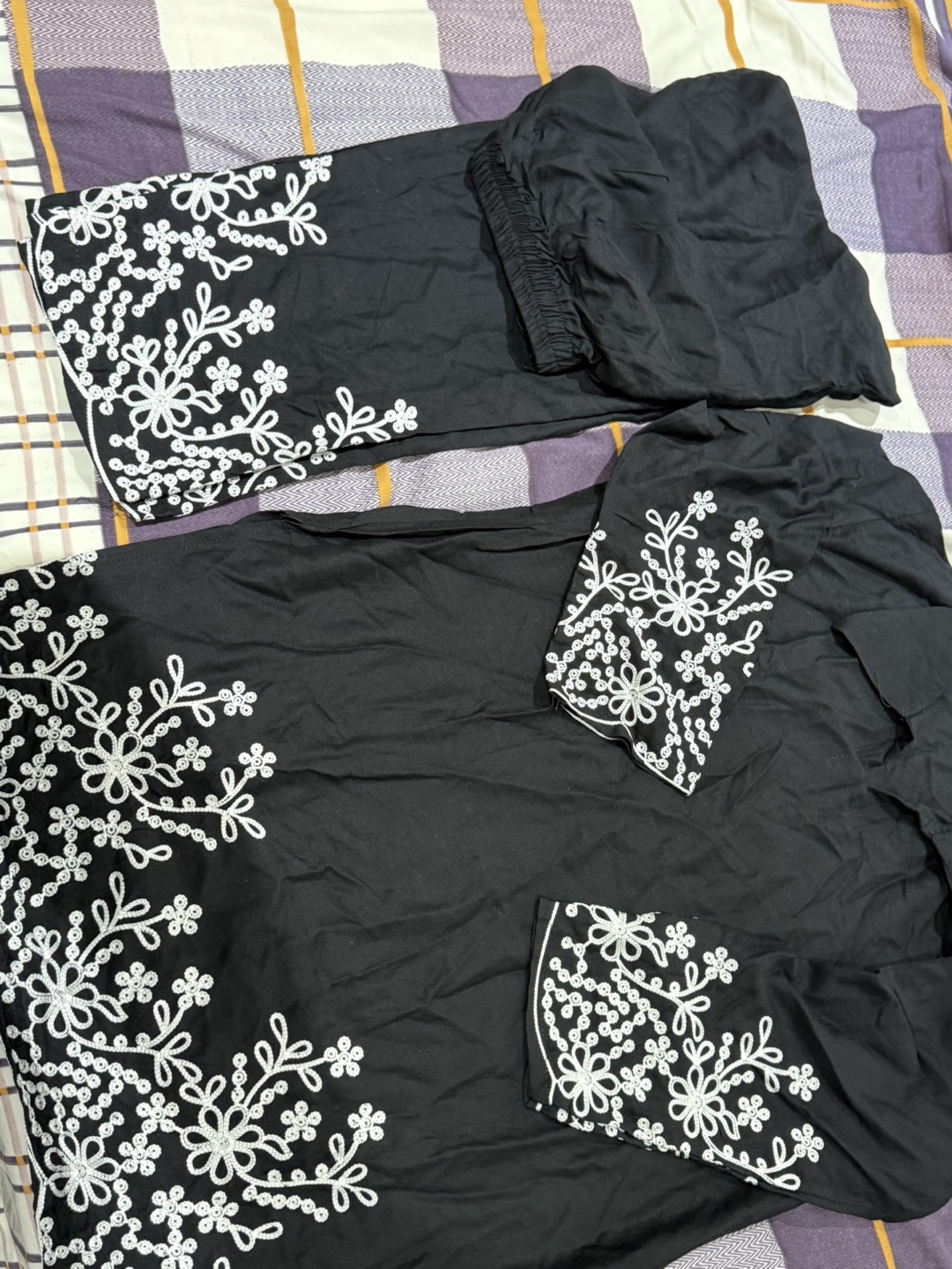 Black Embroidered Women's cord set - photo 2