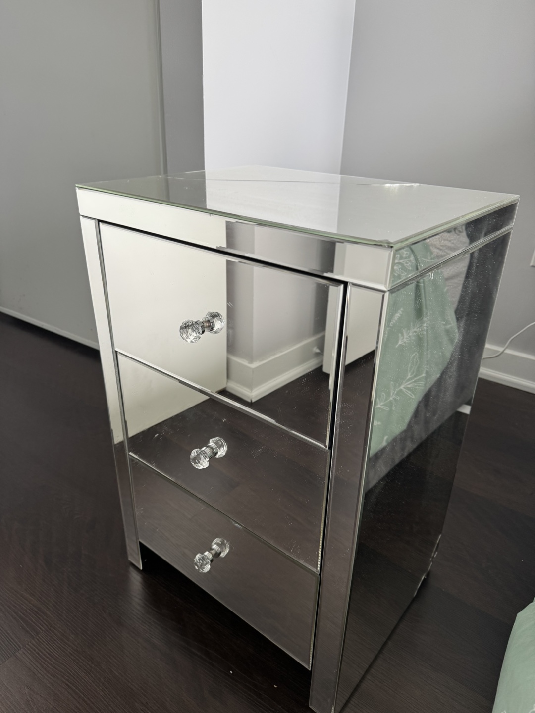 Mirrored 3-Drawer Nightstand