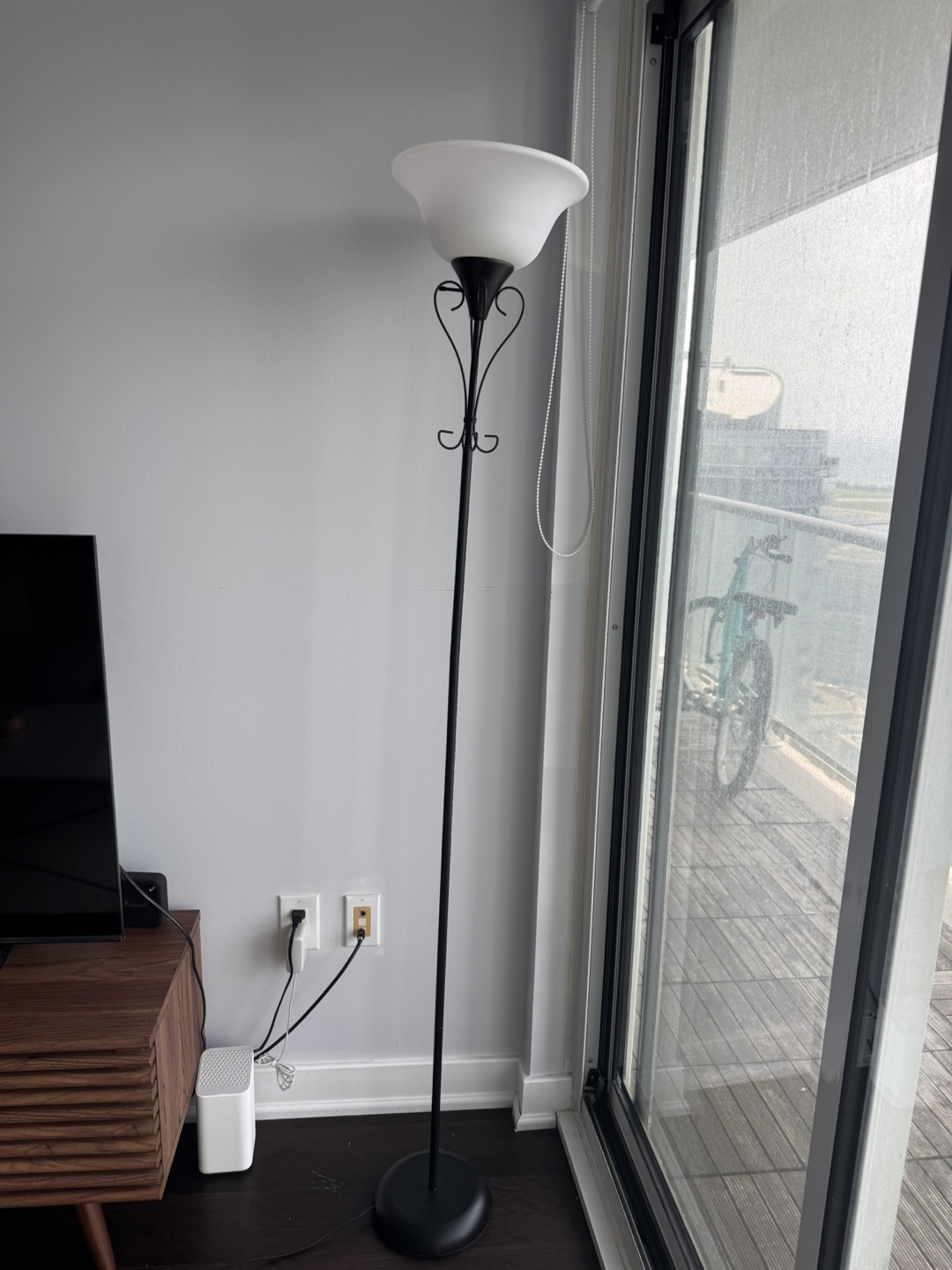 Ikea Black Floor Lamp with White Shade