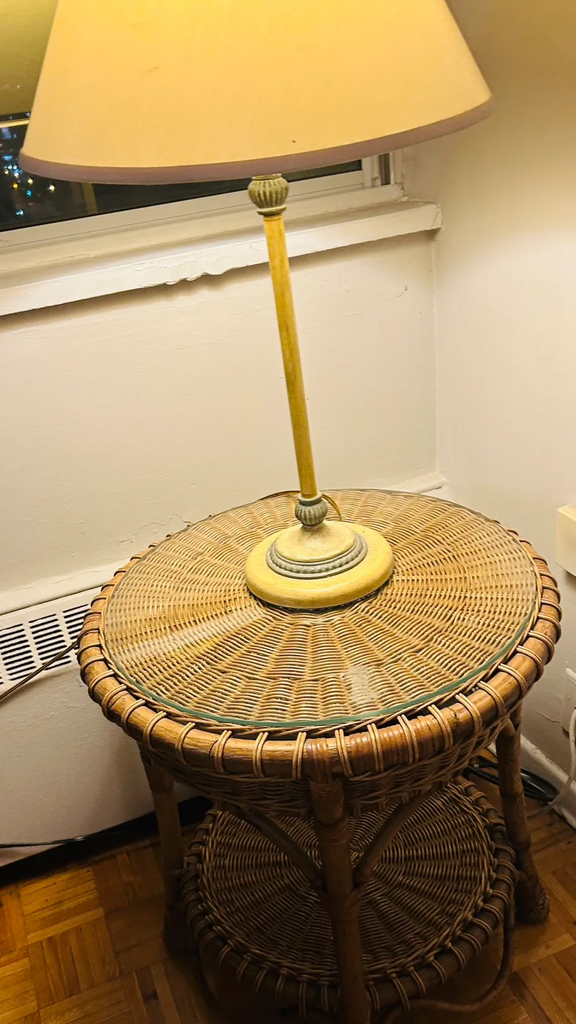 Wicker Side Table with Glass Top thumbnail