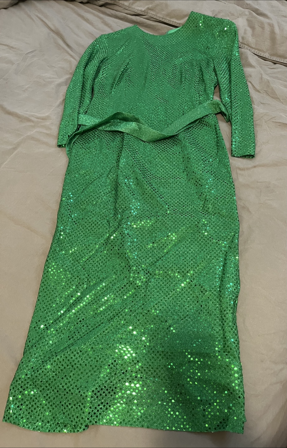 Green Sequin Dress with Belt - photo 2