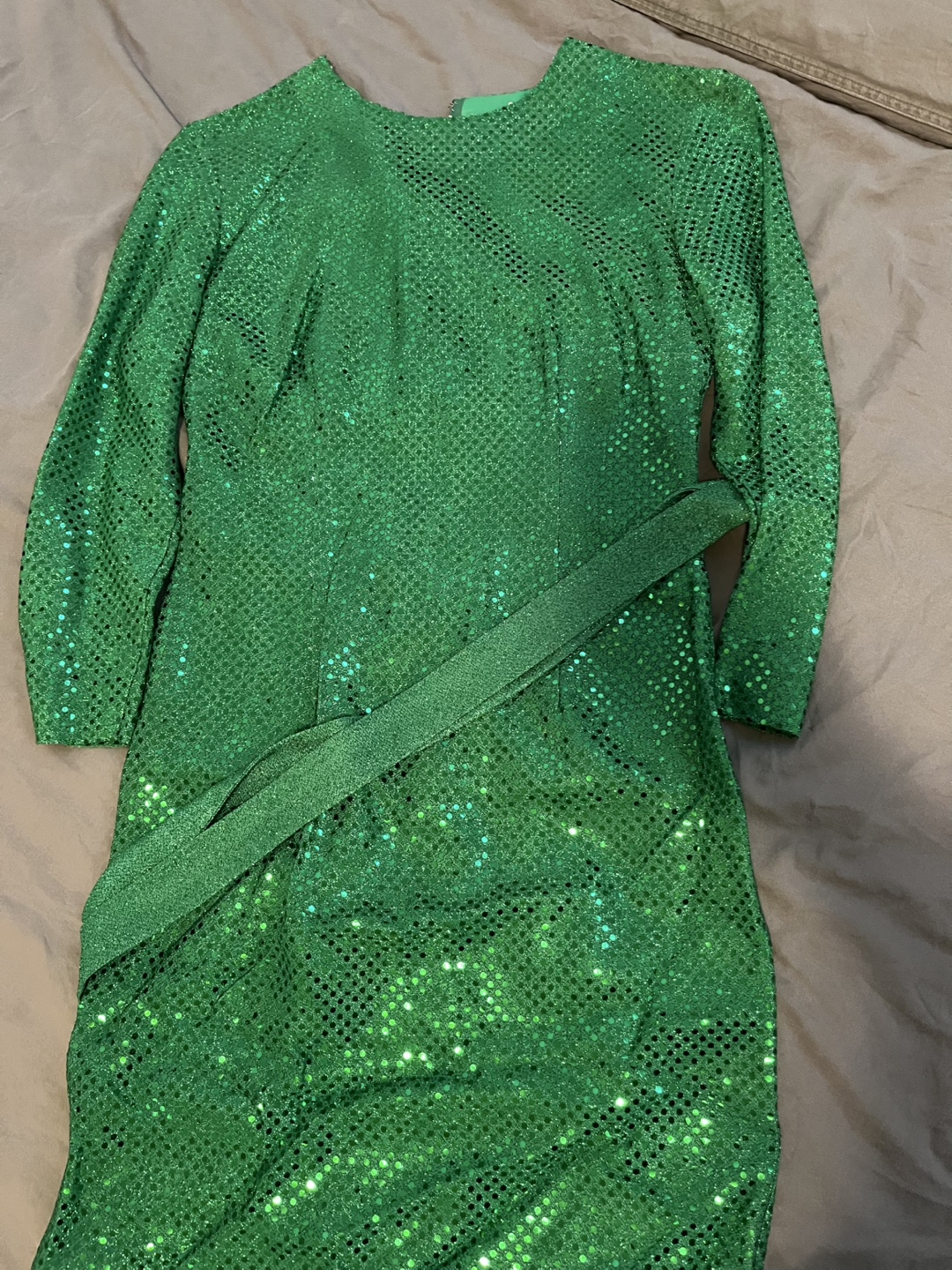 Green Sequin Dress with Belt