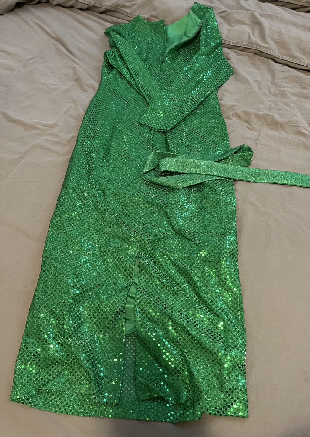 Green Sequin Dress with Belt - photo 3