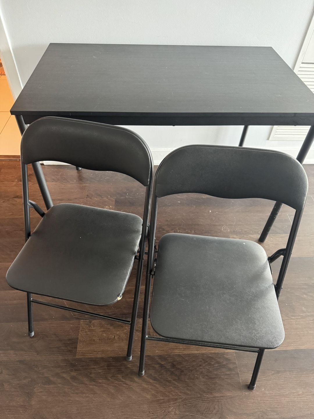 Ikea Black Table with 2 Folding Chairs - Great Condition! - photo 4