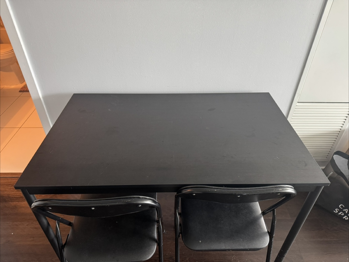 Ikea Black Table with 2 Folding Chairs - Great Condition!