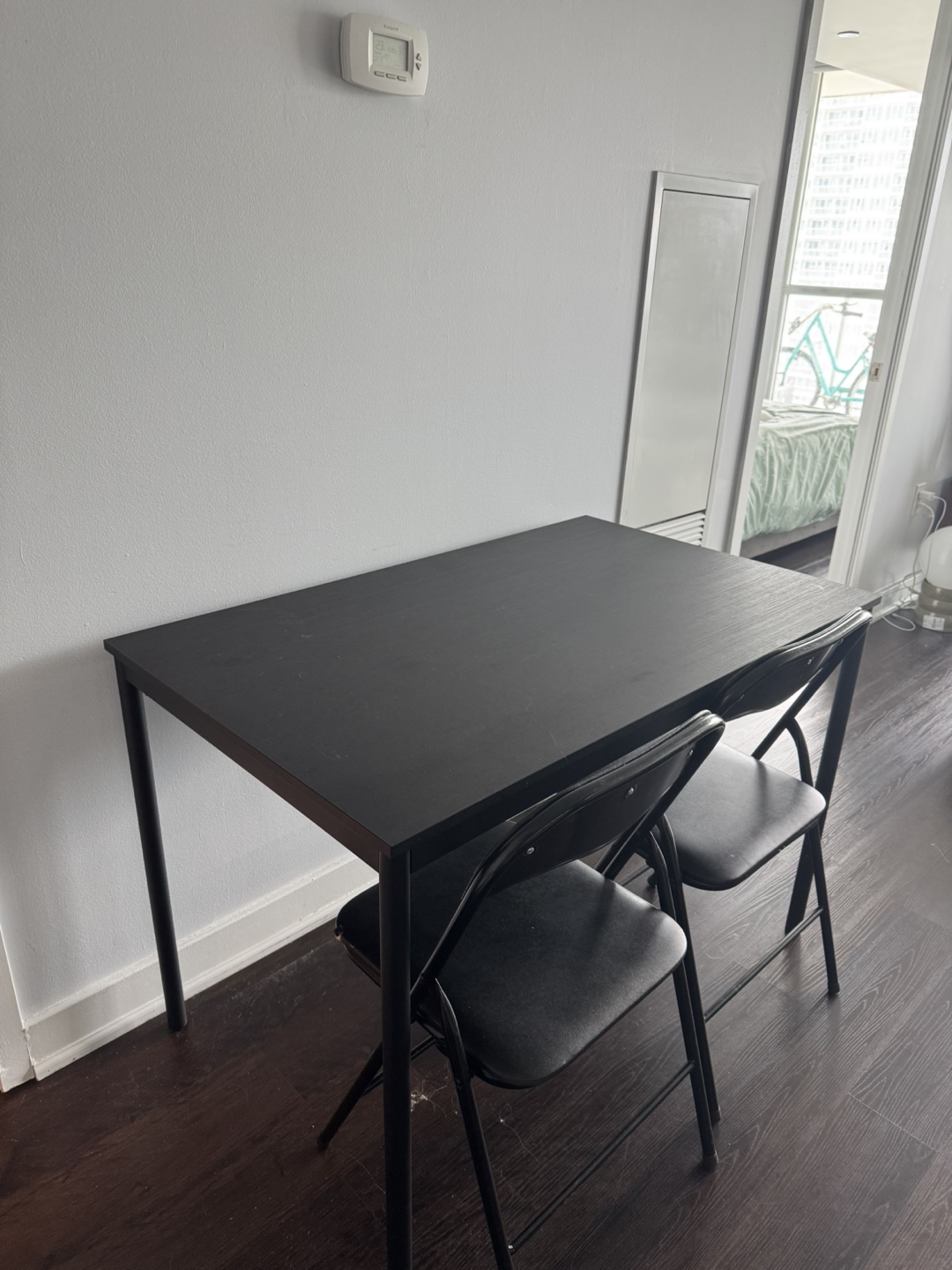 Ikea Black Table with 2 Folding Chairs - Great Condition! - photo 2