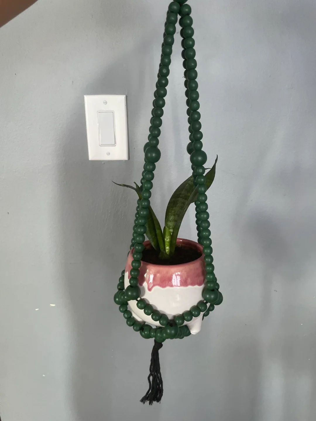 3 Green Wooden Beaded Plant Hangers image indicator(4)