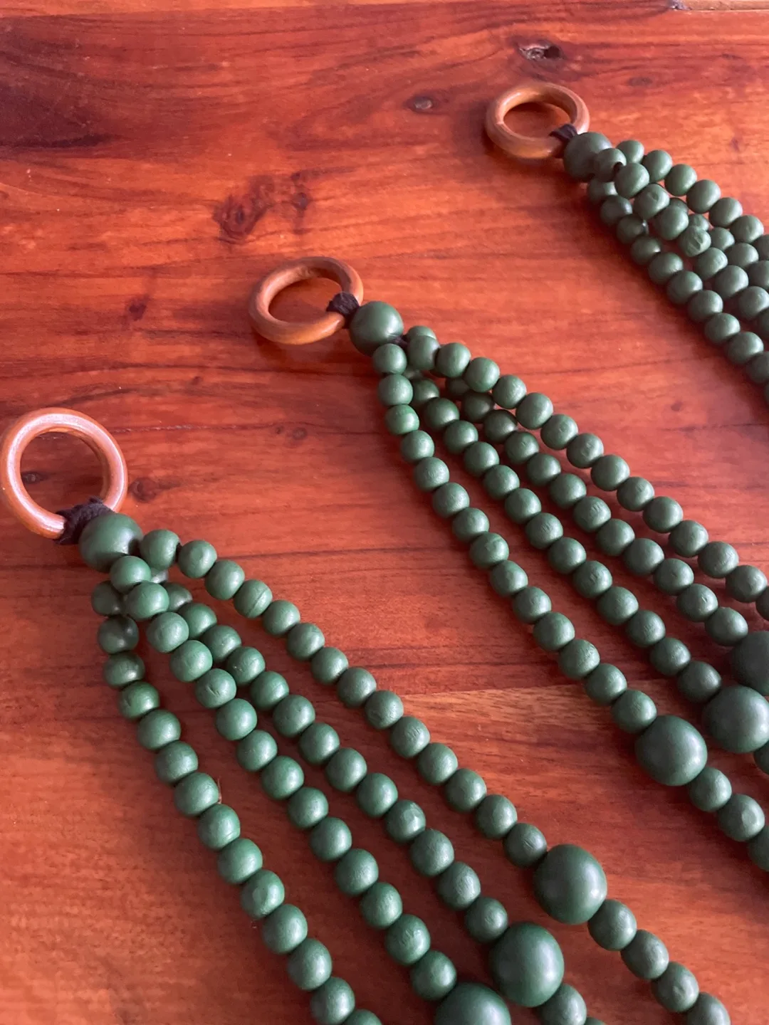 3 Green Wooden Beaded Plant Hangers image indicator(2)