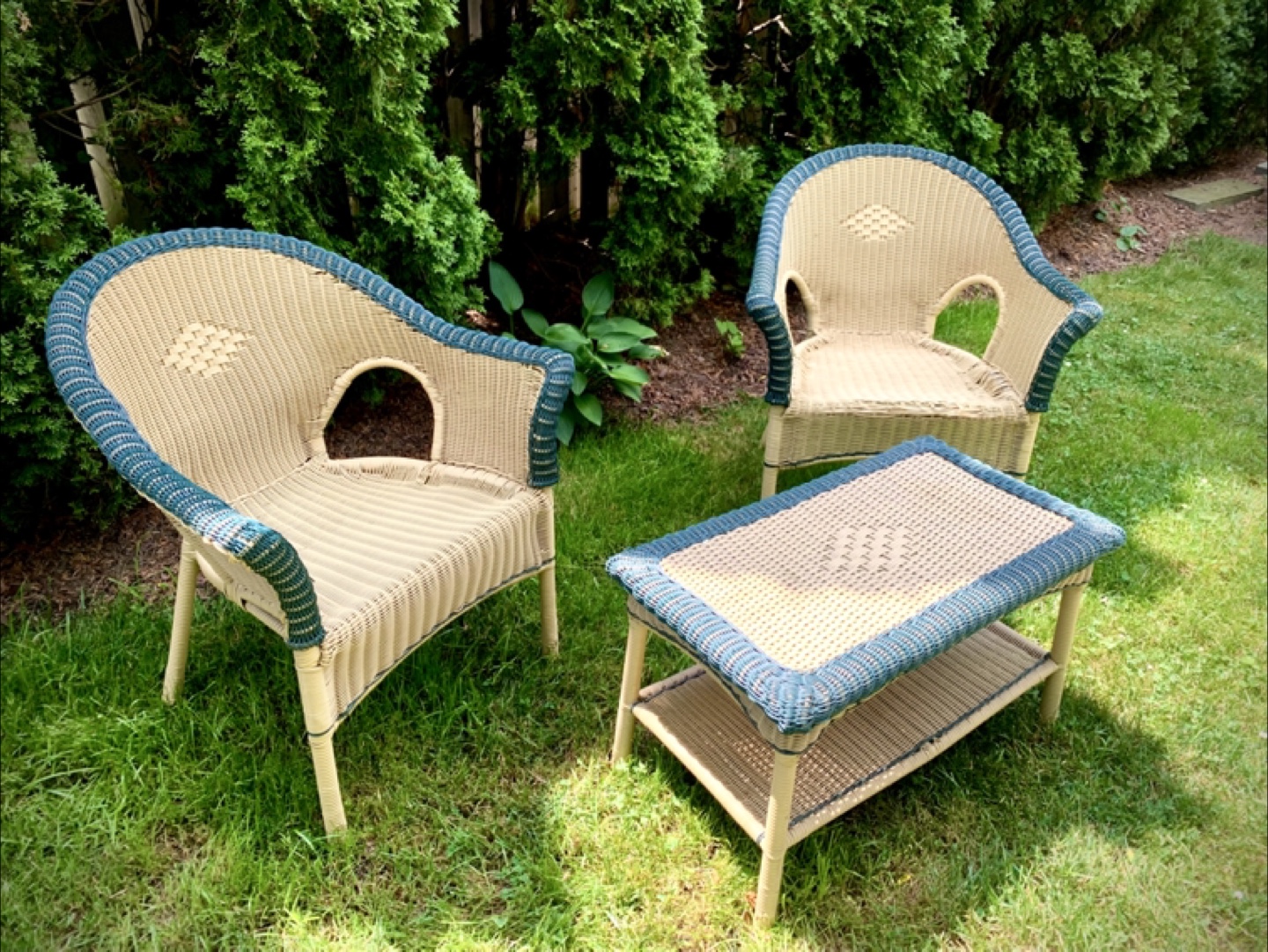 Wicker Patio Set - 2 Chairs & Table