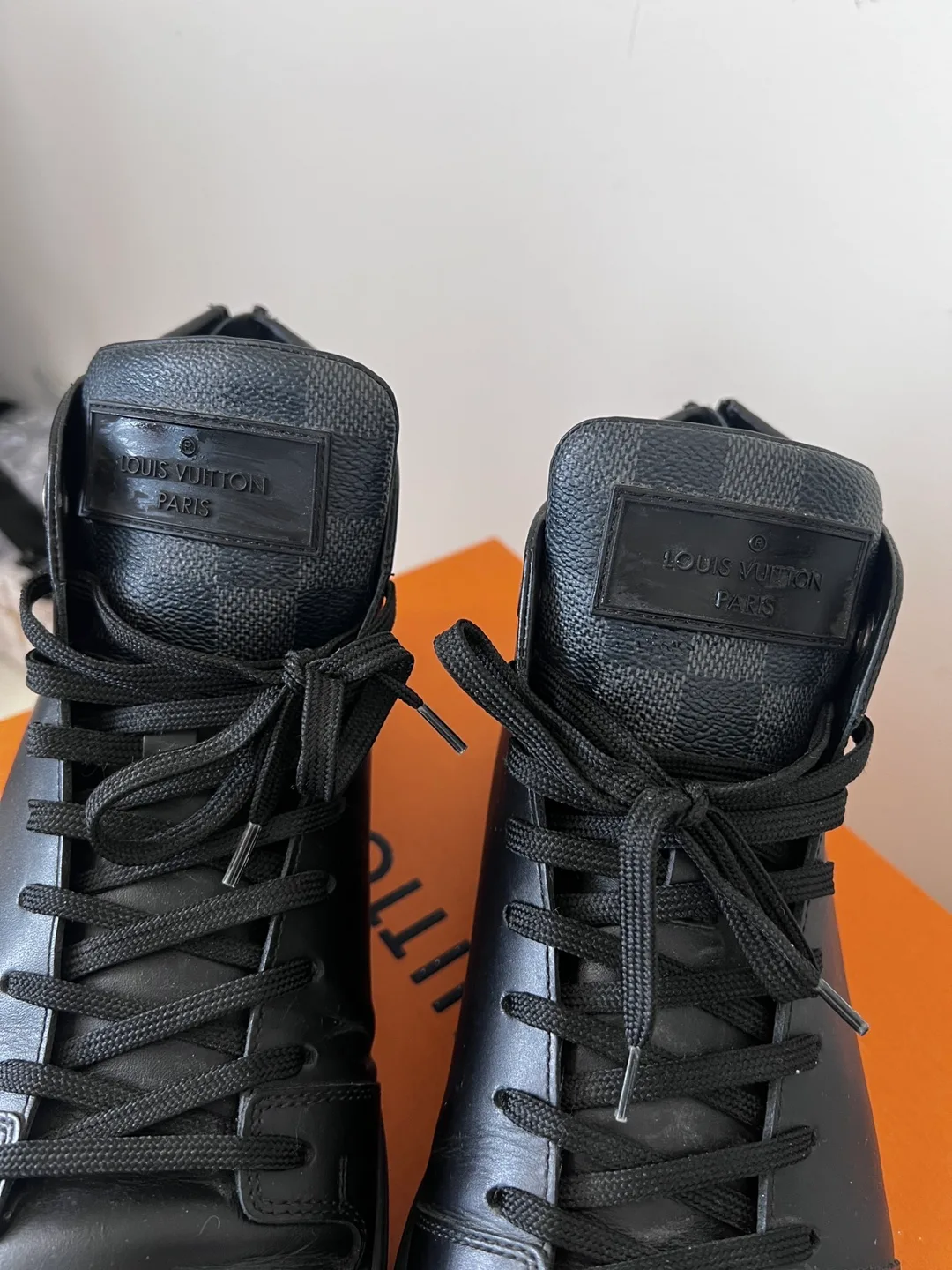 Louis Vuitton Black Leather High-Top Sneakers image indicator(3)