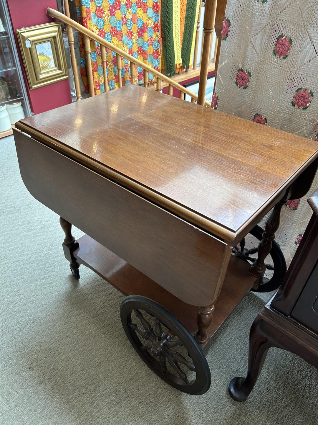 Vintage Drop Leaf rolling Tea Cart - photo 2