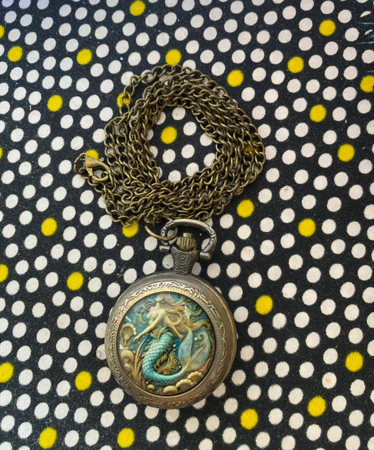 Vintage Mermaid Pocket Watch with Chain thumbnail