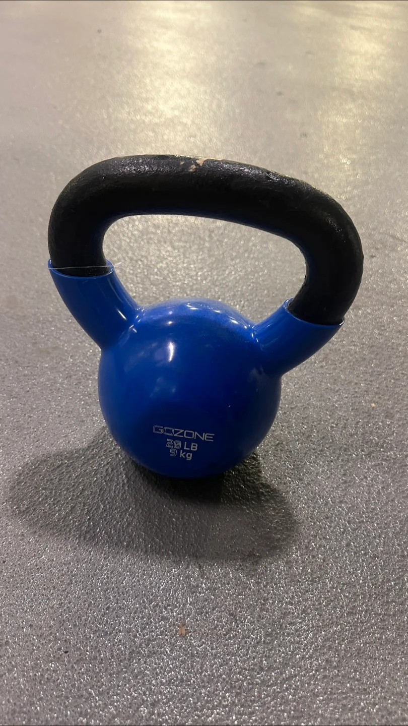 GoZone 20lb Kettlebell - Blue & 25lbs dumbbell thumbnail