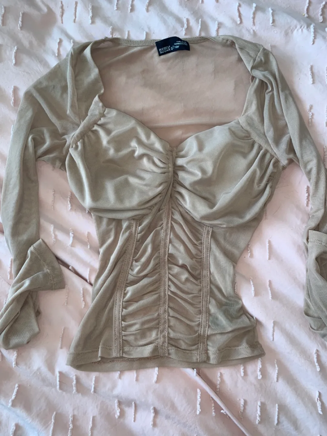 Beige Long Sleeve Top