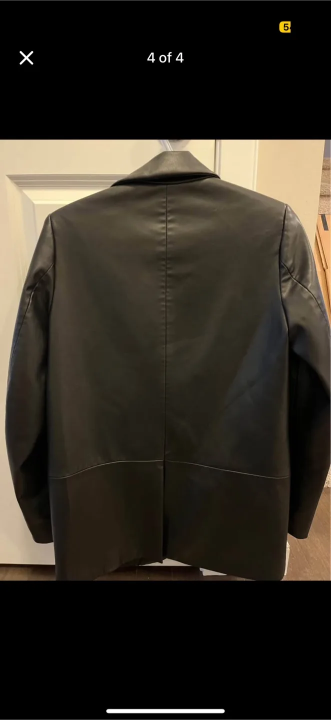 Zara Black Faux Leather Blazer - Size XS image indicator(4)