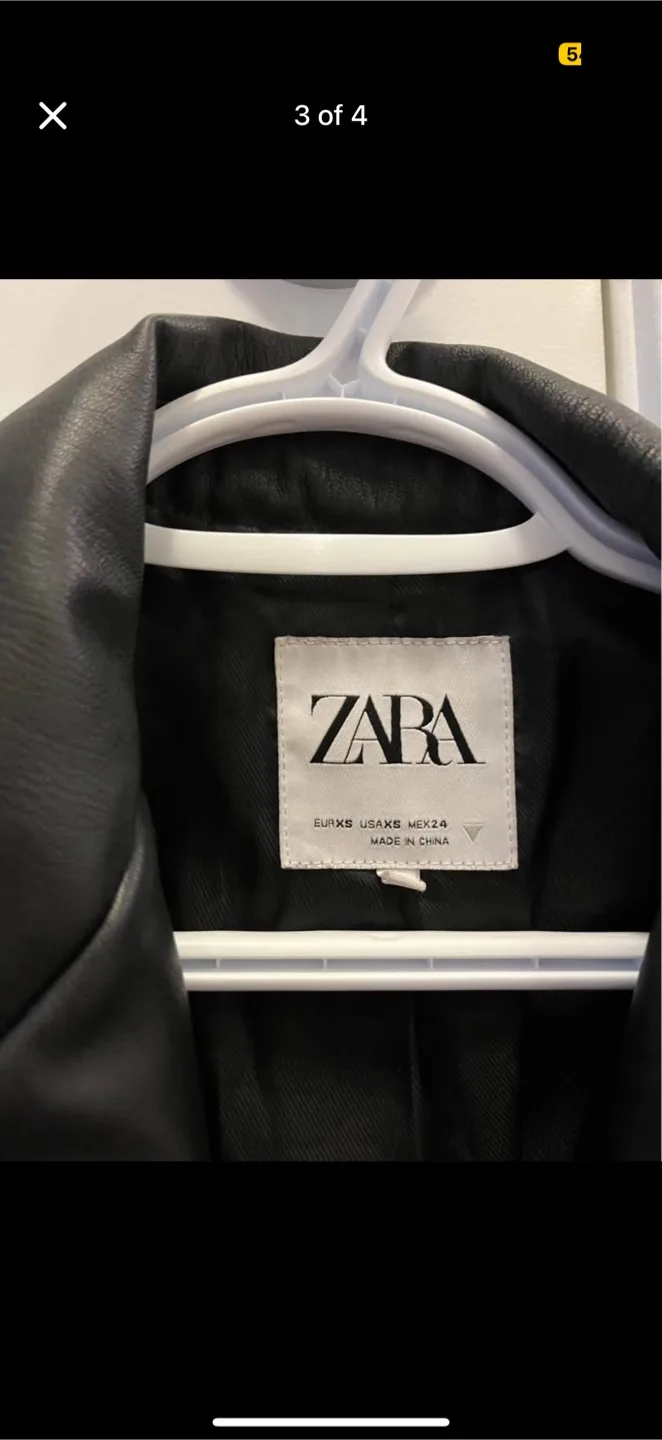 Zara Black Faux Leather Blazer - Size XS image indicator(3)