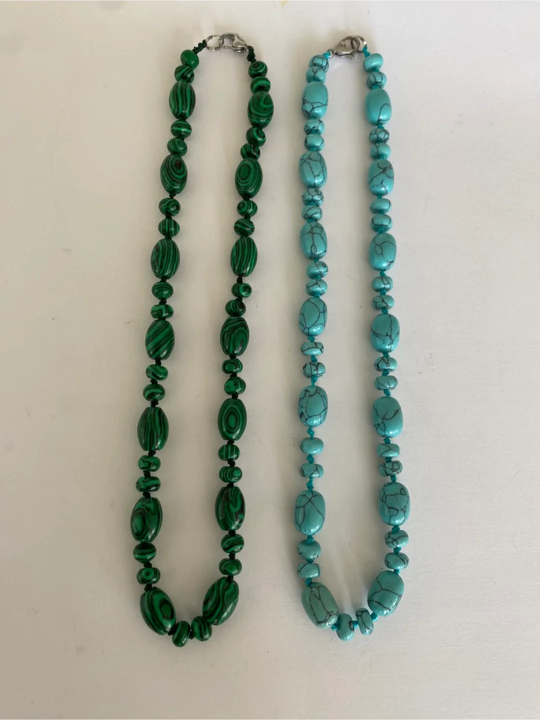 Natural Turquoise and malachite Beaded Necklace thumbnail