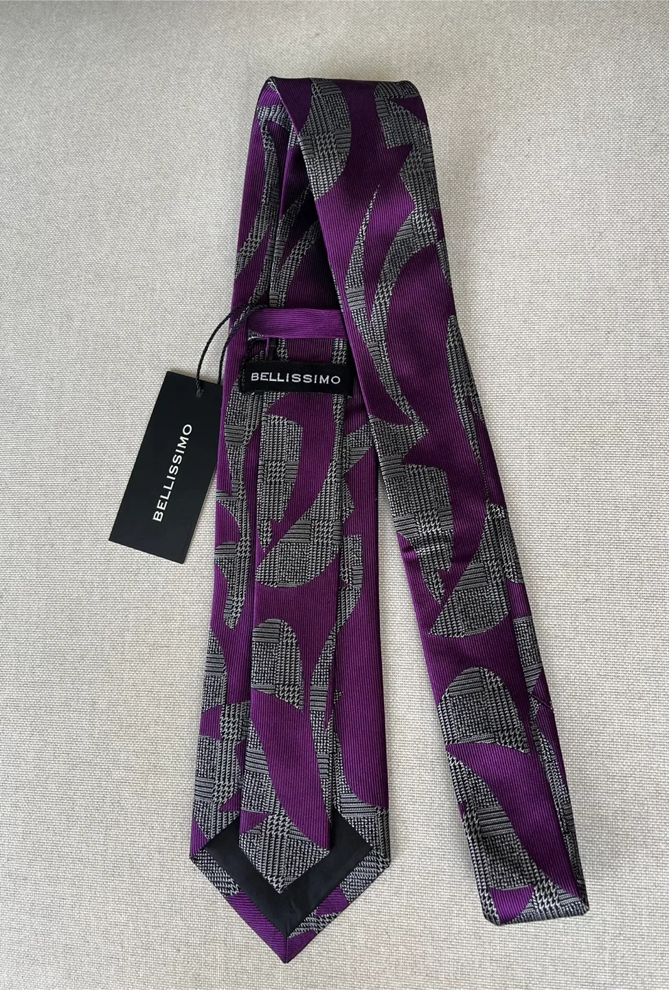 Bellissimo Purple Patterned Tie New with Tags image indicator(5)