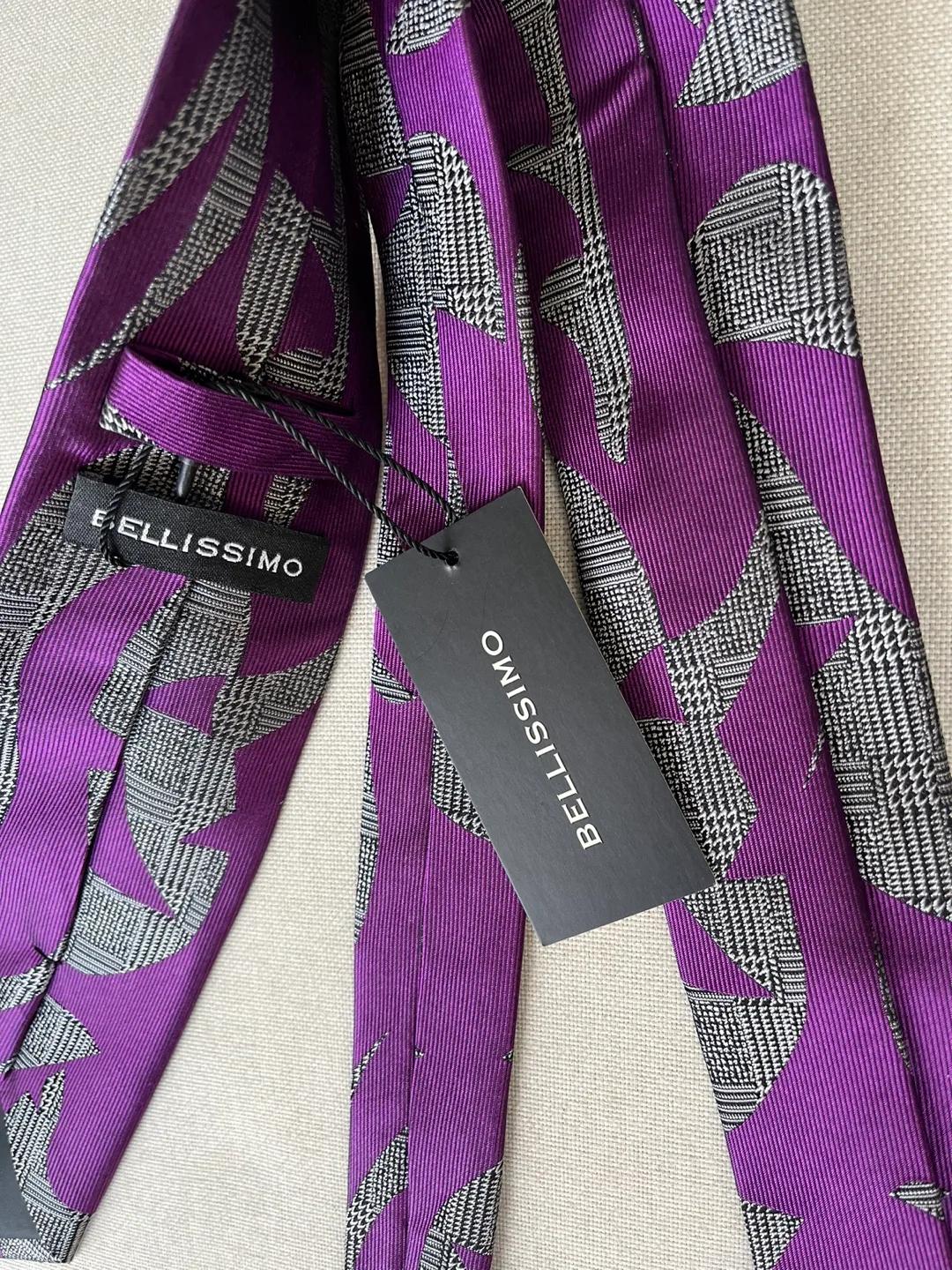 Bellissimo Purple Patterned Tie New with Tags image indicator(2)