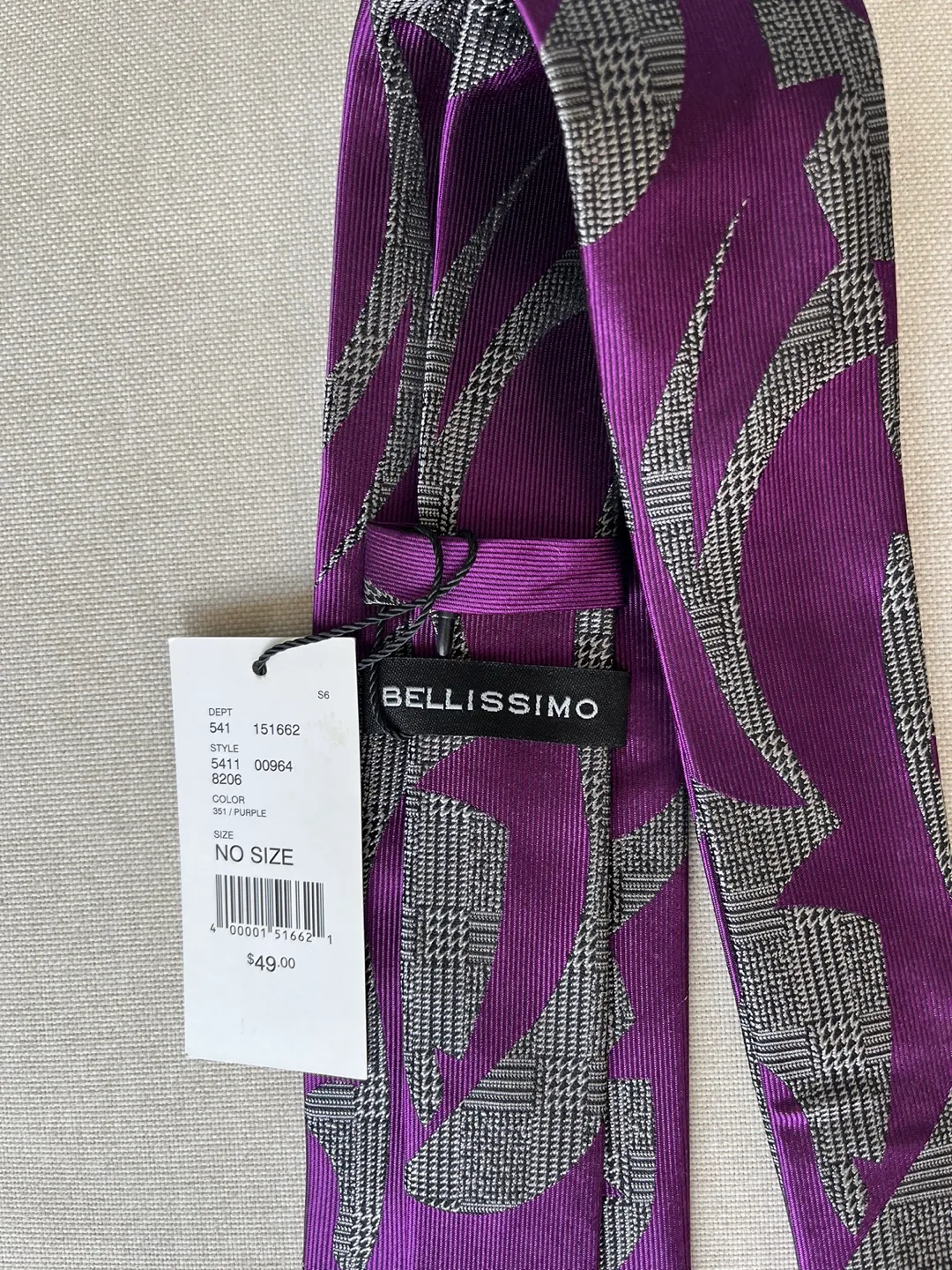 Bellissimo Purple Patterned Tie New with Tags image indicator(3)