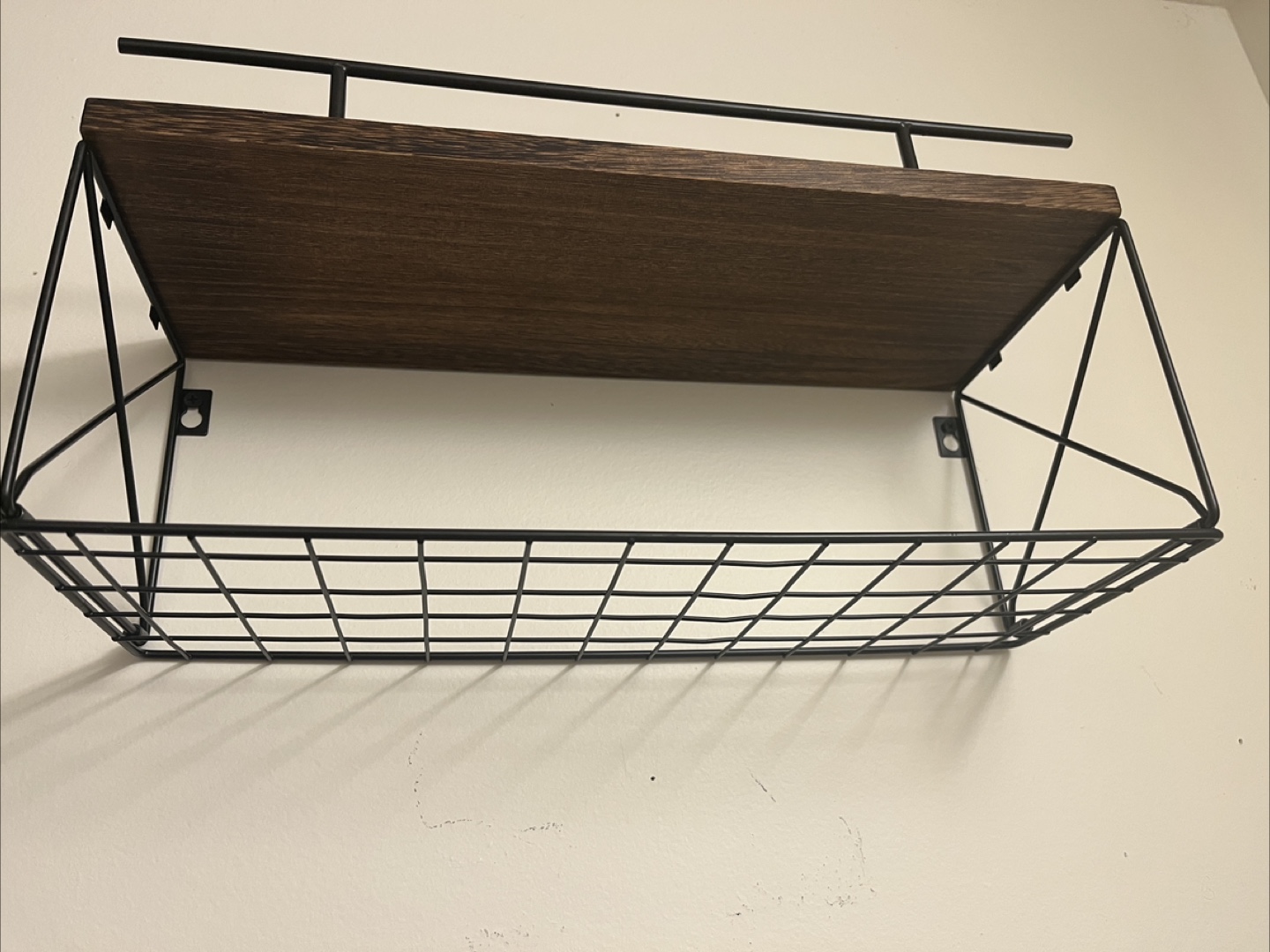 Wire Basket Wall Shelf - Wood & Metal - photo 2