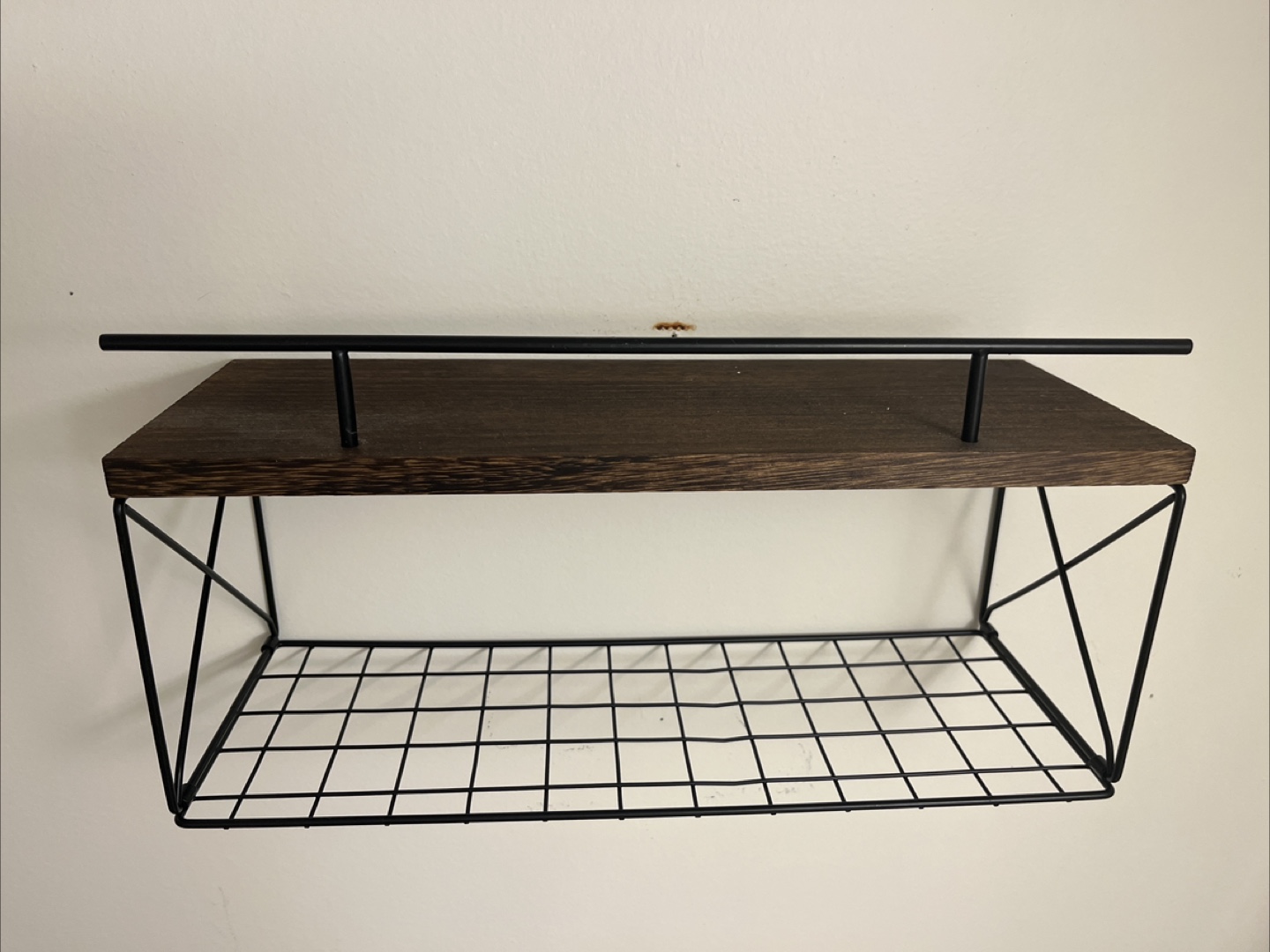 Wire Basket Wall Shelf - Wood & Metal