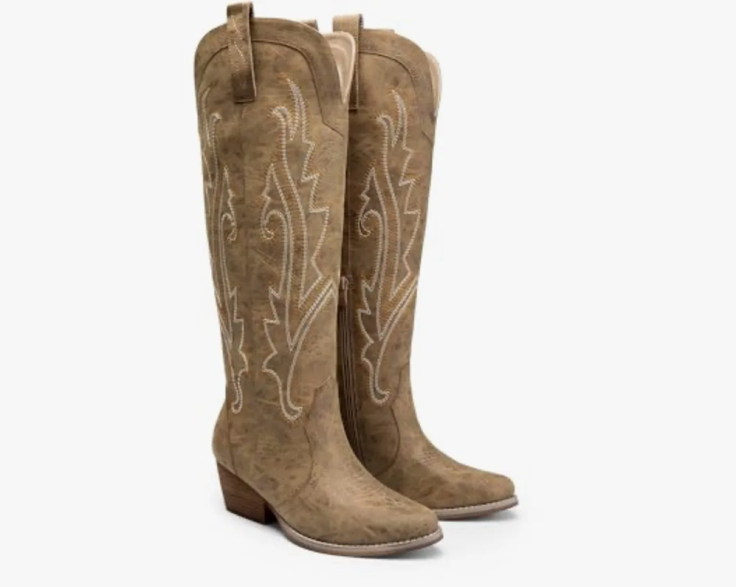 Brown Embroidered Mid Calf Cowboy Boots Women's Size 8 image indicator(2)