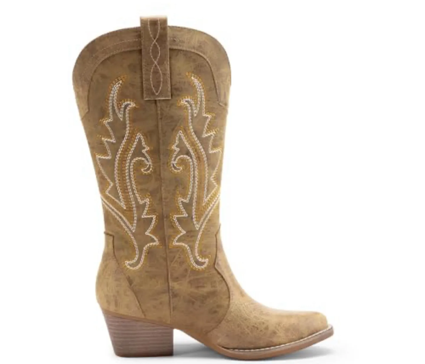 Brown Embroidered Mid Calf Cowboy Boots Women's Size 8 image indicator(5)