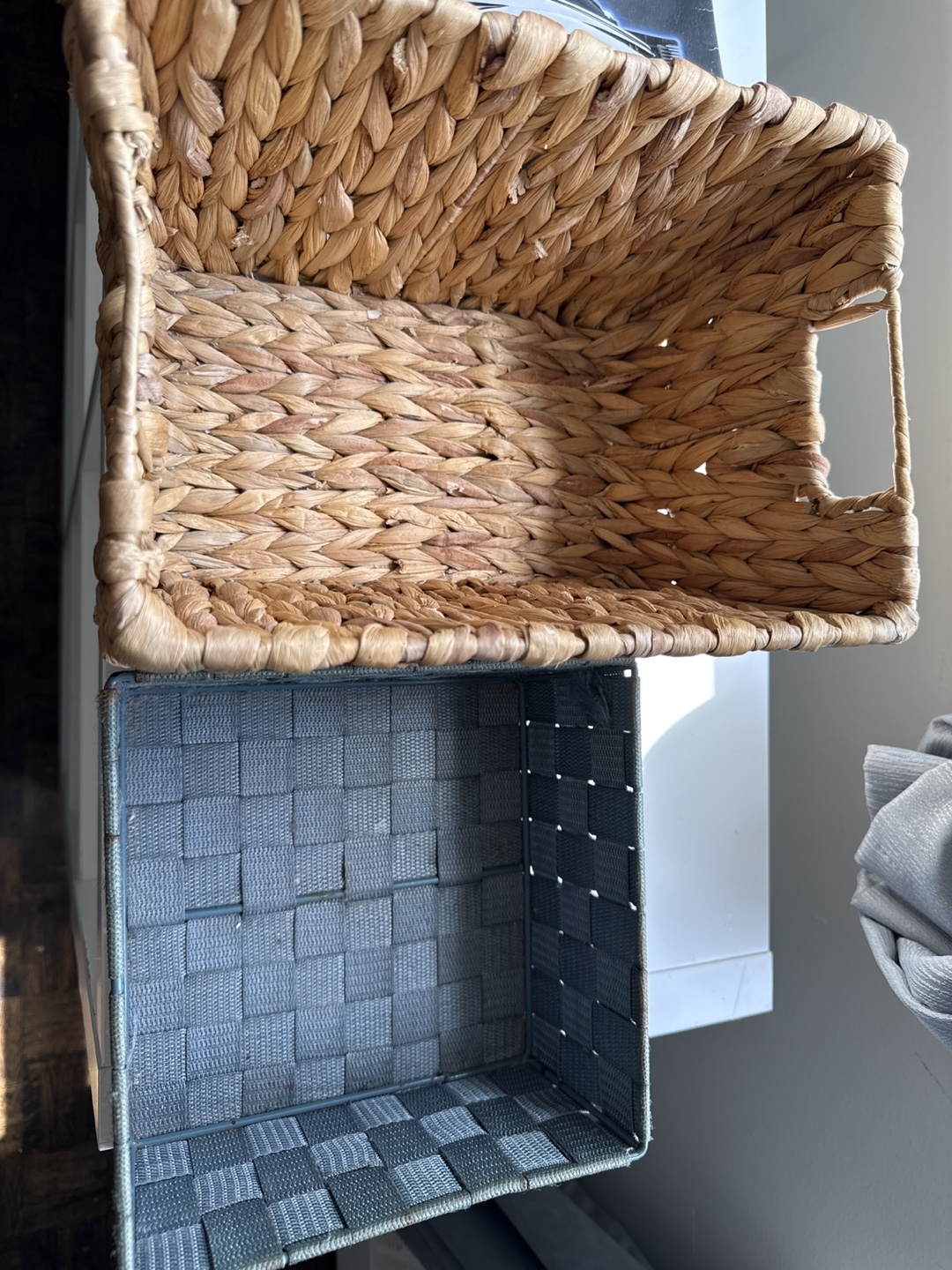Wicker and Blue Storage Baskets - photo 2