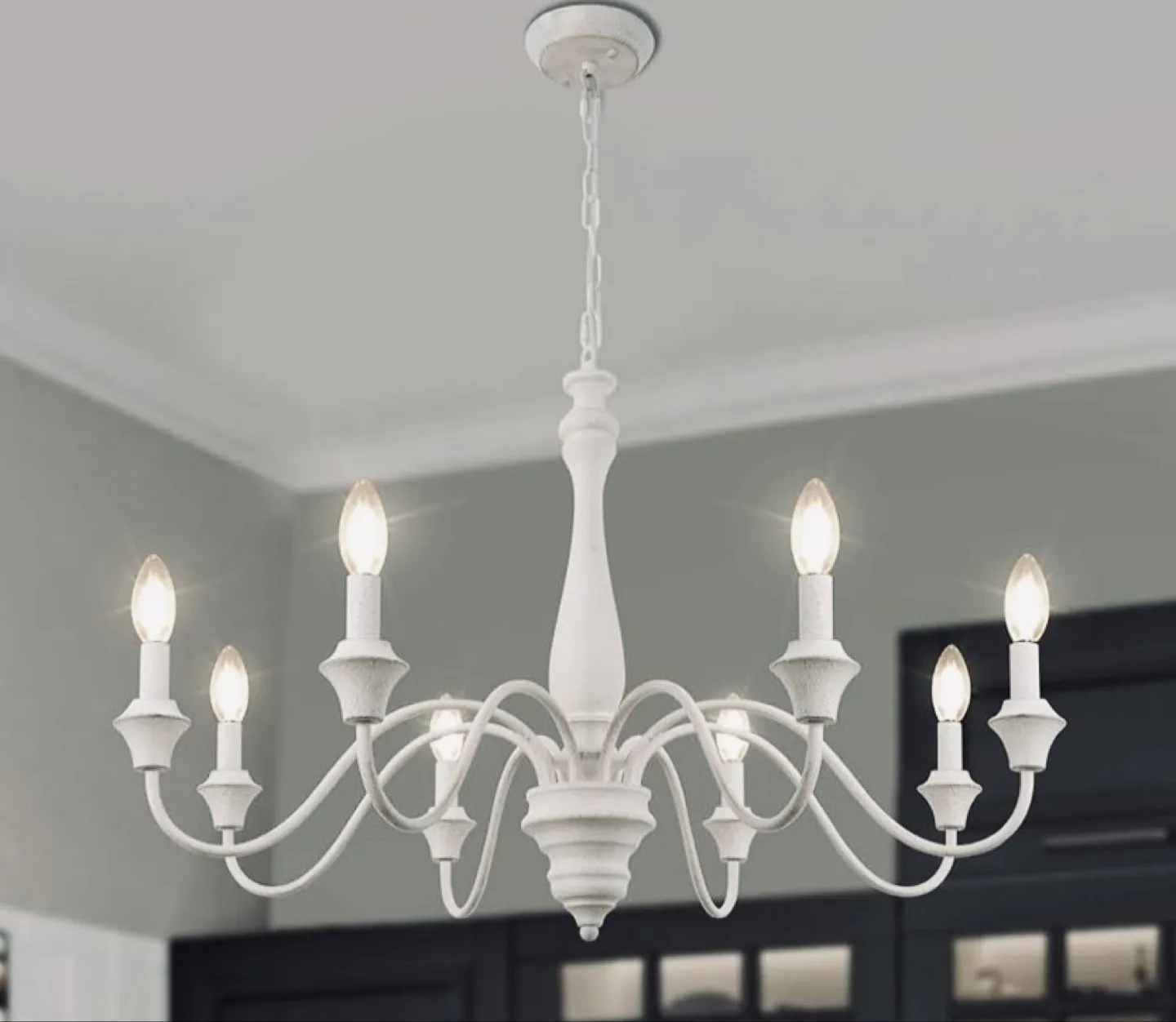 White Chandelier - 8 Lights thumbnail