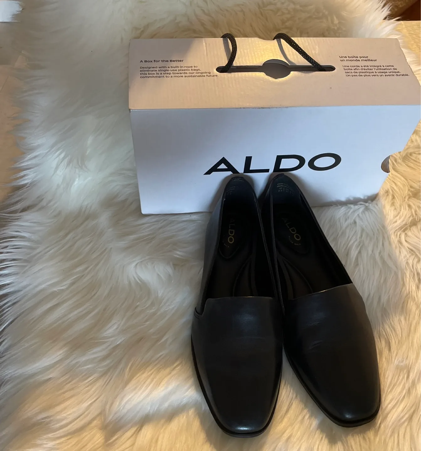 ALDO Black Leather Loafers - Size 6.5 thumbnail