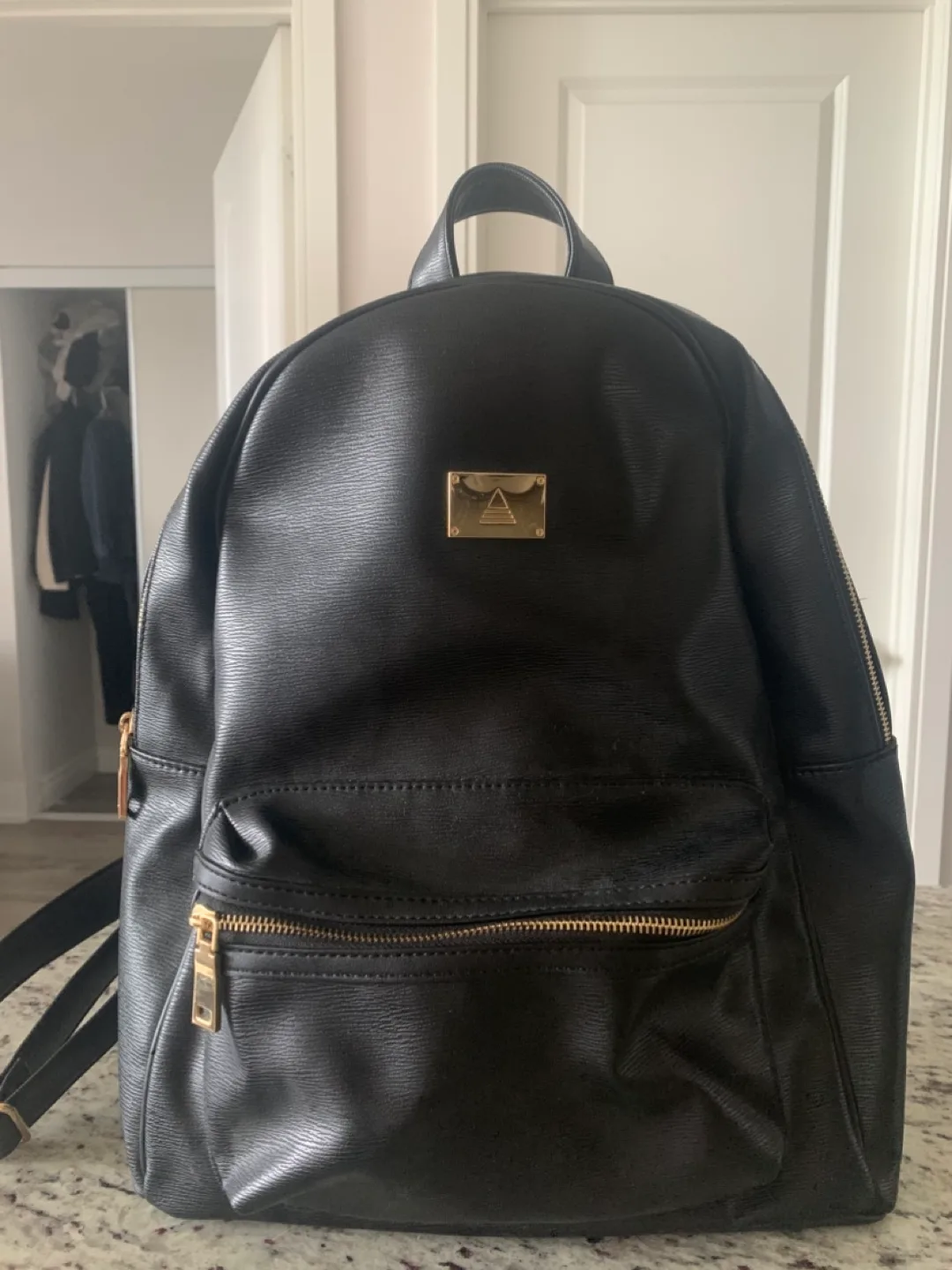 ALDO Black Leather Backpack