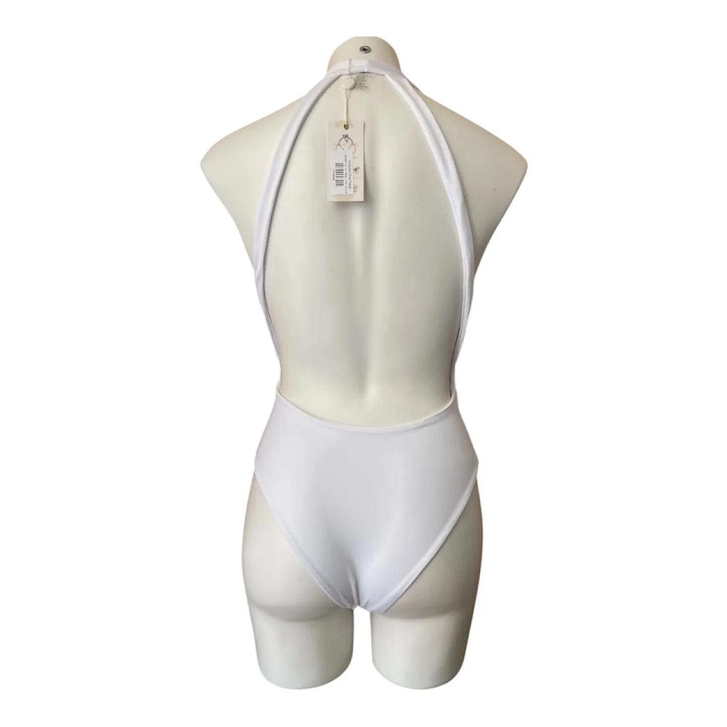 NWT White Halter Neck Plunge One Piece Cut Out Swimsuit Small image indicator(6)