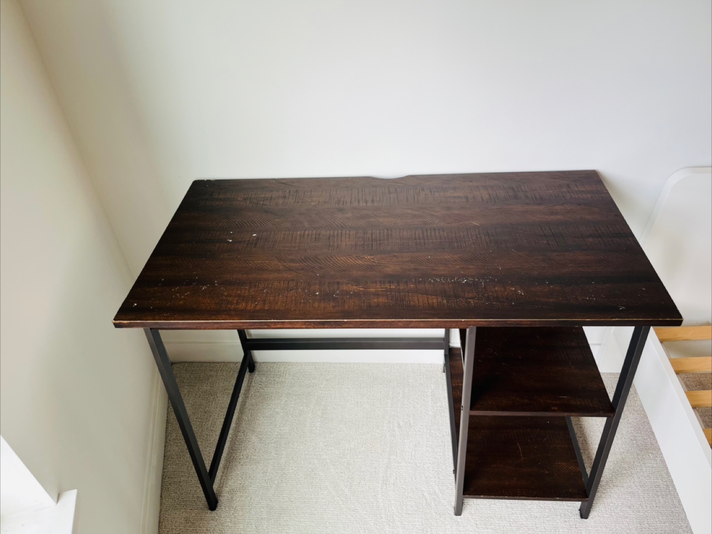 Dark Wood & Metal Desk table with Shelves - photo 2