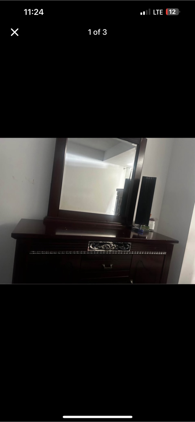 Dark Wood Dresser with Mirror