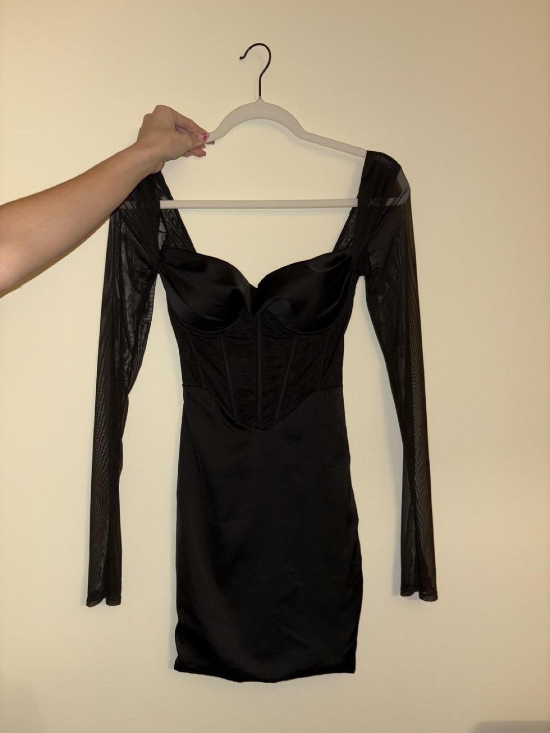 NWT Oh Polly Long Sleeve Mesh Mini Dress in Black - photo 4