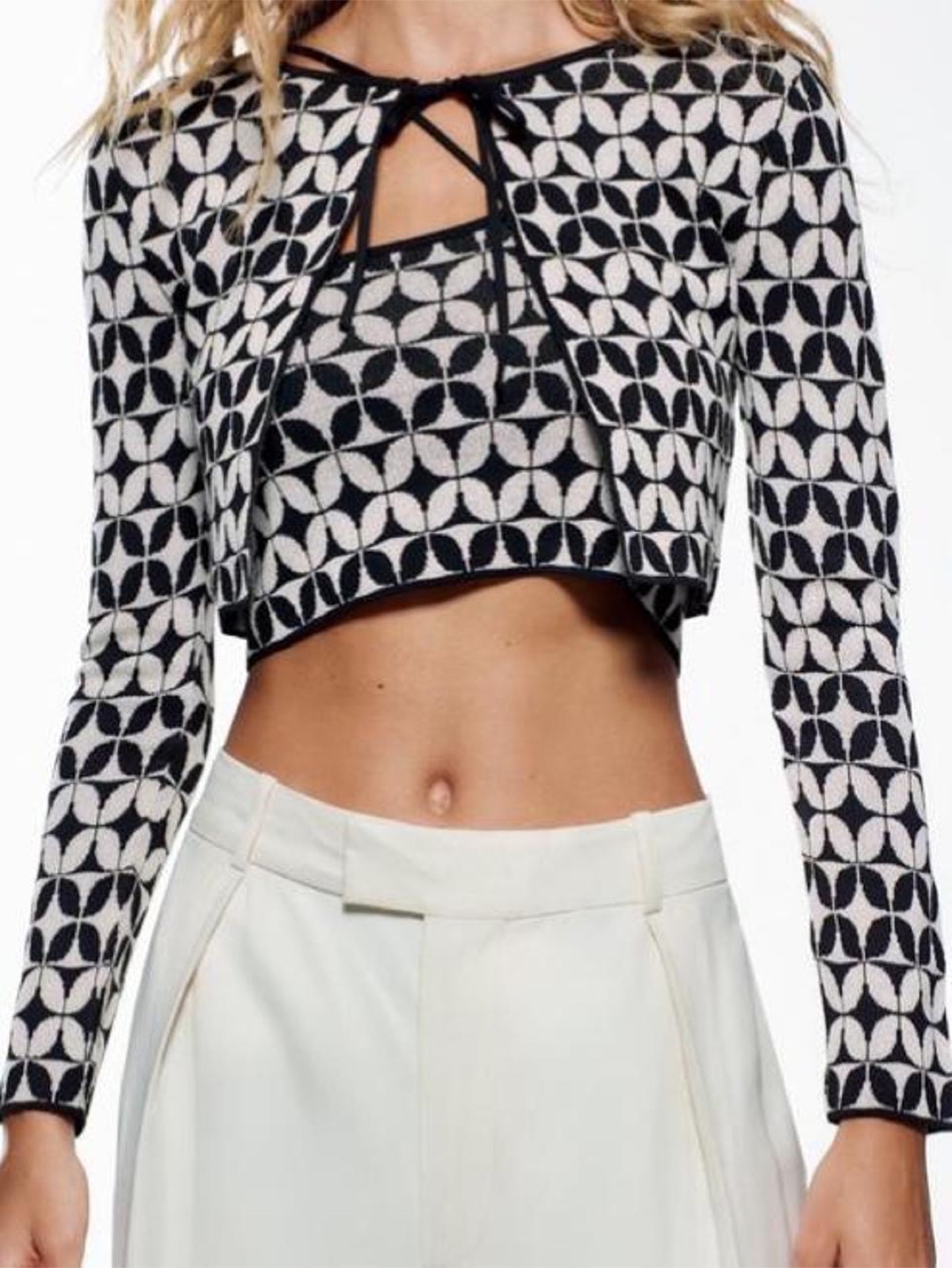 Zara Geometric Knit Jacquard Sweater and Top