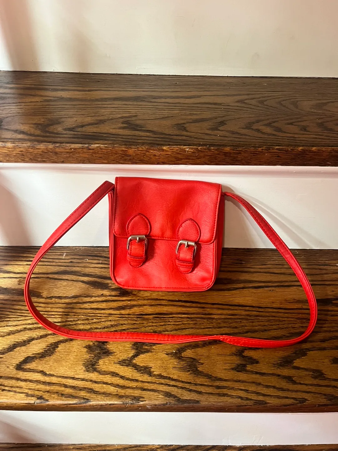 Red Faux Leather Mini Satchel Purse thumbnail