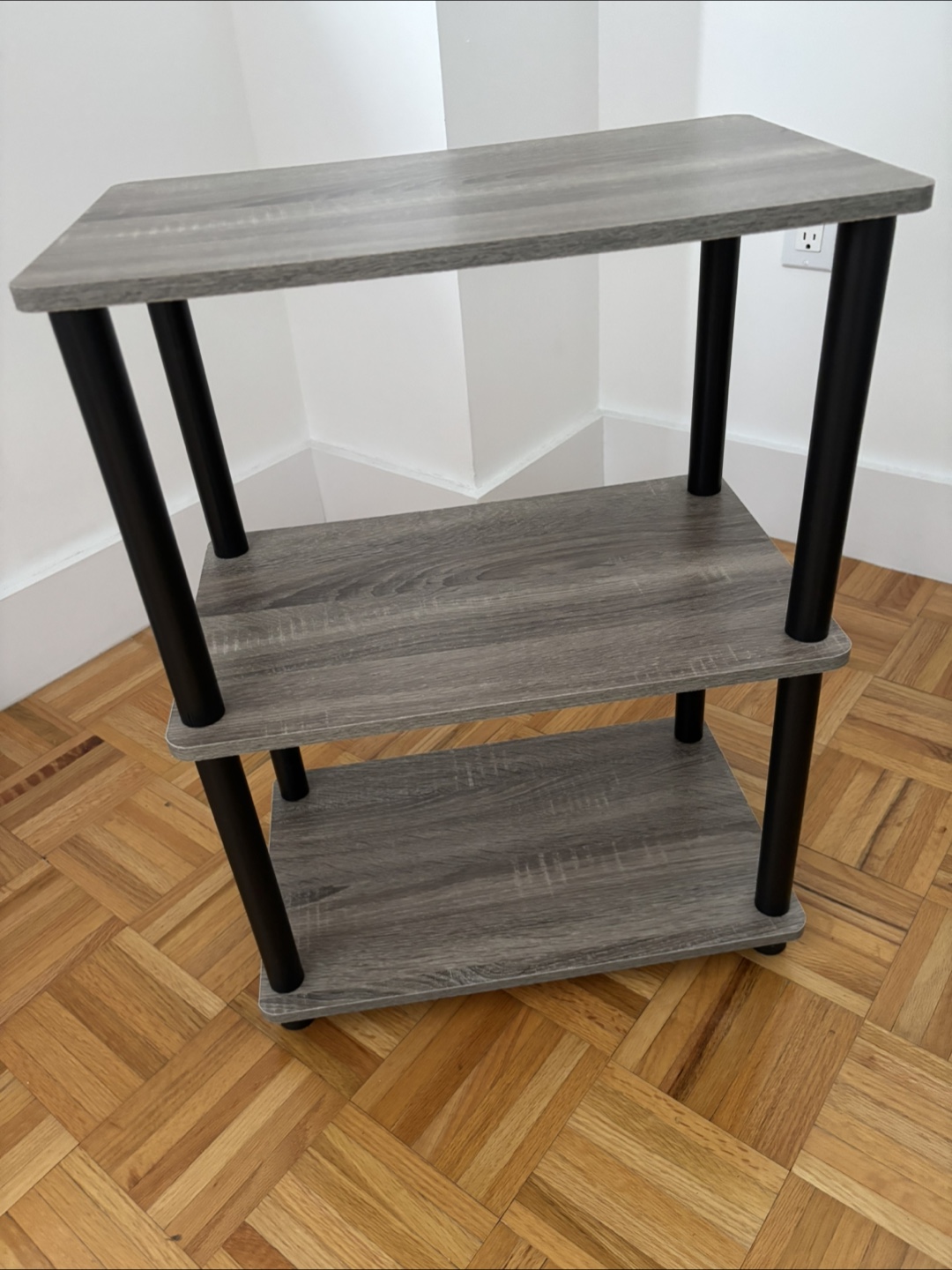 3-Tier Gray Wood Storage Shelf