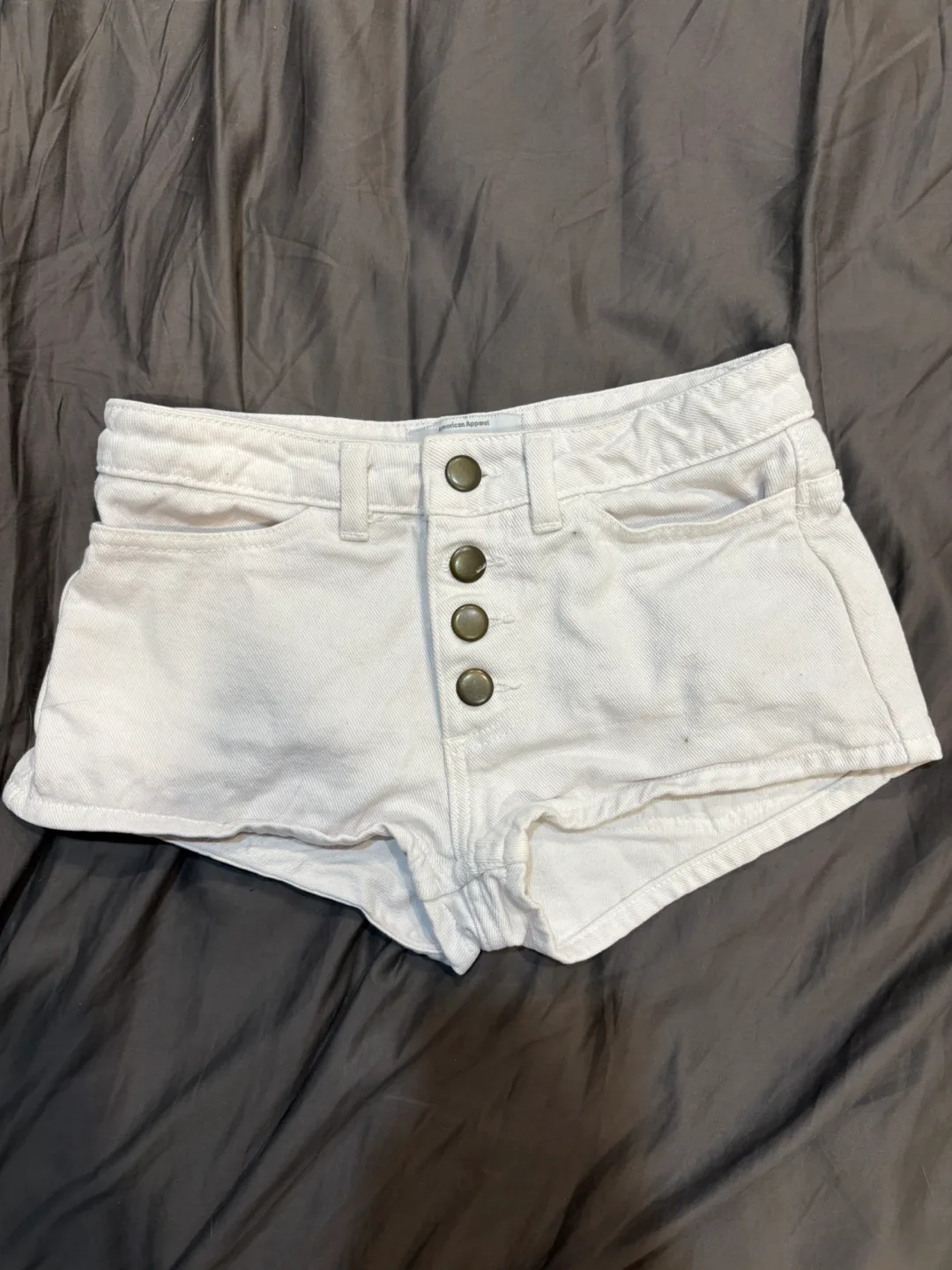 American Apparel White Denim Shorts thumbnail
