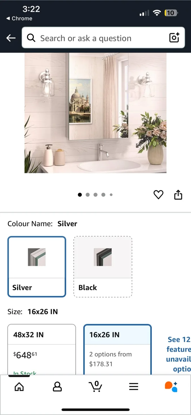 TokeShimi Silver 16x26 IN Medicine Cabinet thumbnail