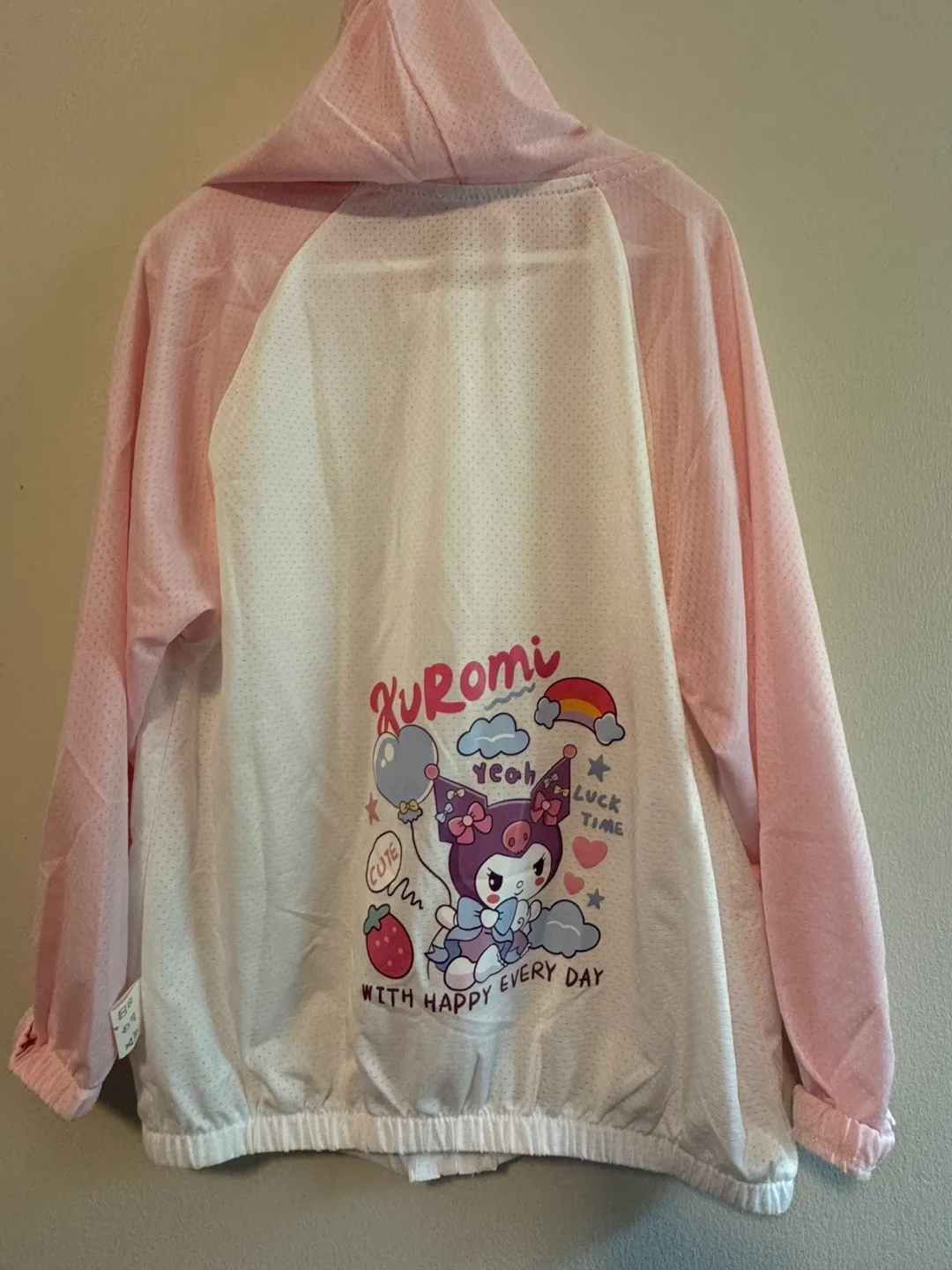 Toddler size 4-5T Kuromi Pink & White Anti-UV Hooded Jacket image indicator(2)