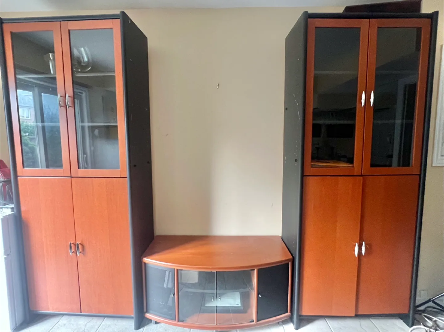 Wood & Glass Display Cabinet with TV Stand thumbnail