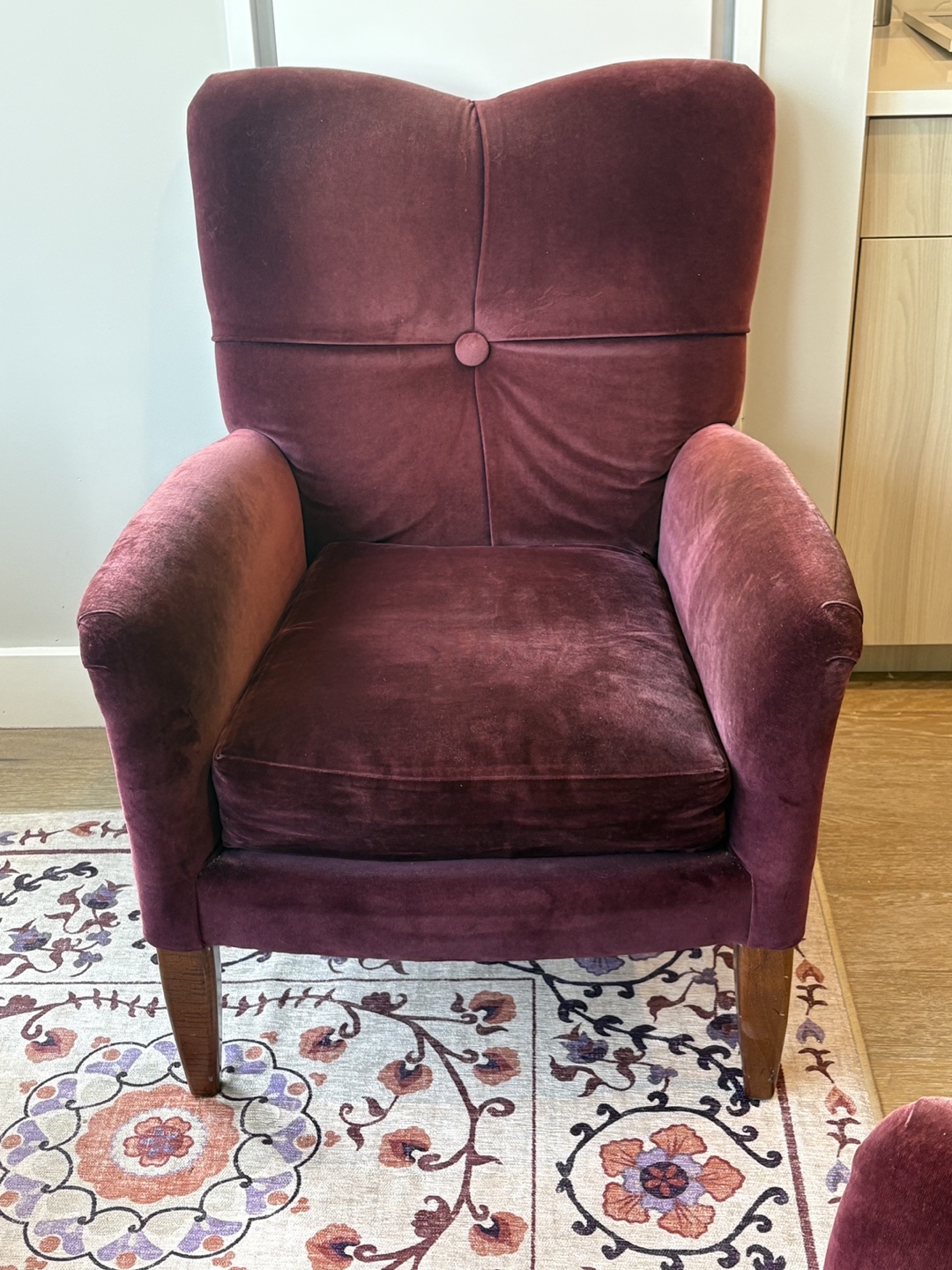 Burgundy Velvet Arm Chairs - photo 2