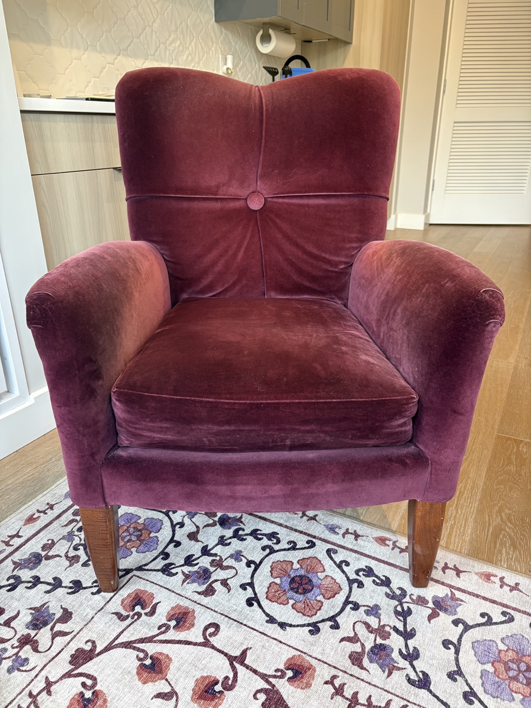 Burgundy Velvet Arm Chairs