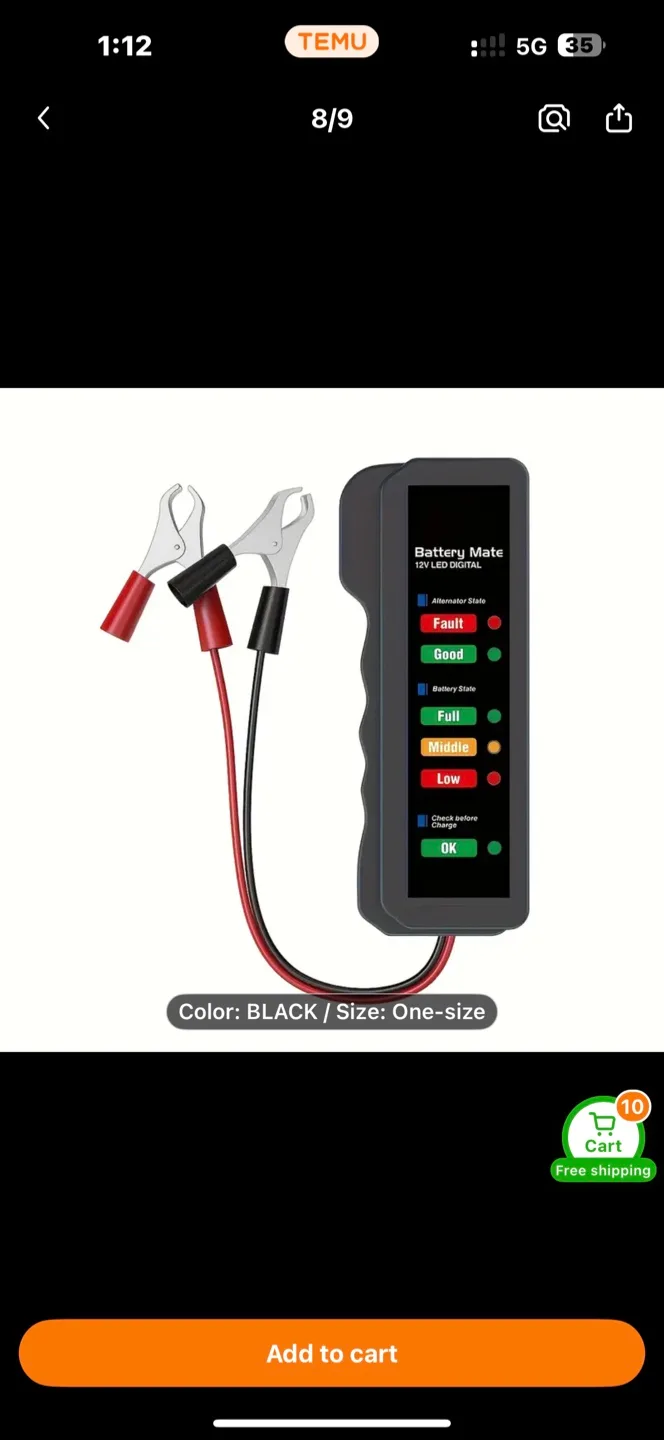 BM310 12V Digital Battery & Alternator Tester for Cars, Trucks thumbnail